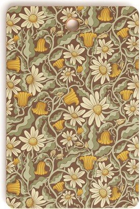 Sewzinski Retro Flowers on Brown Rectangle Cutting Board