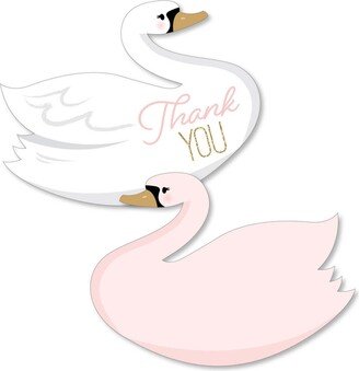 Big Dot Of Happiness Swan Soiree - White Swan Party Shaped Thank You Cards with Envelopes - 12 Ct