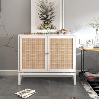 Natural rattan Storage Cabinet with and Adjustable Inner Shelves