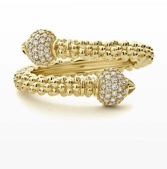 18k Caviar Gold Wrap Ring w/ Diamonds, Size 7