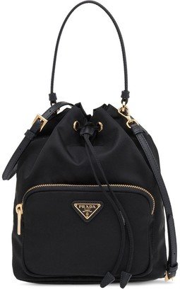 Black Fabric Bucket Bag