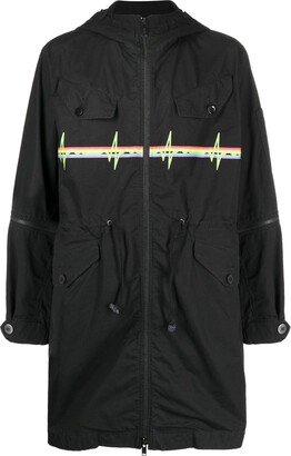 Graphic-Print Hooded Parka-AA