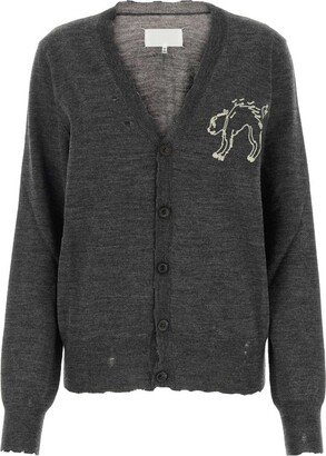 Logo Motif Embroidered Buttoned Cardigan