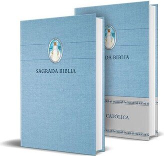 Barnes & Noble Biblia Catolica en espanol. Tapa dura azul, con Virgen Milagrosa en cubierta, Catholic Bible. Spanish-Language, Hardcover, Blue, Compact by Biblia de