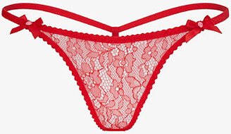 Womens Red Lorna Mid-rise Lace Thong Xxl