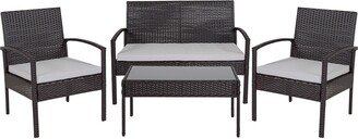 4 Piece Black and Gray Contemporary Outdoor Furniture Patio Set 43