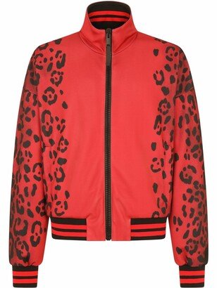 Leopard-Print Bomber Jacket-AB