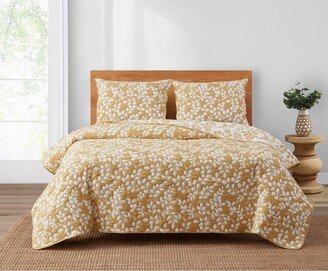 CEDAR COURT Camden Leaf Turmeric Soft Matelasse Jacquard Quilt Set