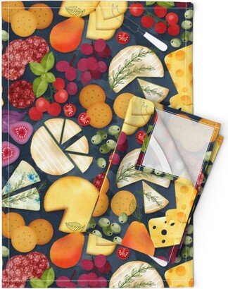 Charcuterie Tea Towels | Set Of 2 - Cheese & Fruit Platter By Adenaj Food Pears Figs Linen Cotton Spoonflower