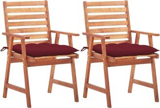 Patio Dining Chairs 2 pcs with Cushions Solid Acacia Wood - 22 x 24.4 x 36.2-AA