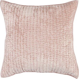 Lipa 26 Inch Square Handmade Euro Pillow Sham with Rayon Velvet, Bliss Pink