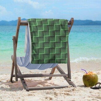 Black & Color Basketweave Stripes Beach Towel - 36 x 72