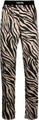 Zebra-Print Silk Pyjama Bottoms