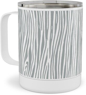 Travel Mugs: Woodgrain - Gray Stainless Steel Mug, 10Oz, Gray