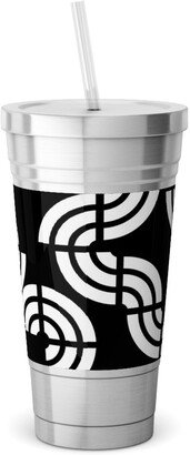 Travel Mugs: Beethoven - Black And White Stainless Tumbler With Straw, 18Oz, Black