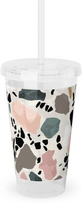 Travel Mugs: Terazzo Inspired - Multi Acrylic Tumbler With Straw, 16Oz, Multicolor