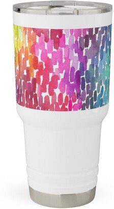 Travel Mugs: Watercolor Marks - Multi Travel Tumbler, 30Oz, Multicolor