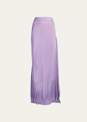 Girela Metallic Draped Godet Maxi Skirt