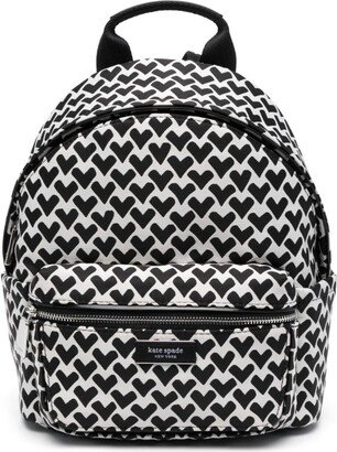 Logo-Patch Heart-Print Backpack