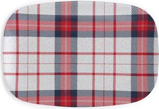 Serving Platters: Red White And Blue Plaid Serving Platter, Multicolor