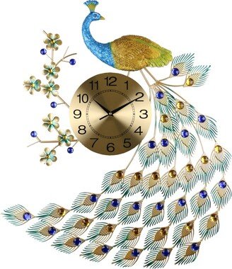 Three Star Peacock Metal Wall Clock