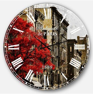 Designart Floral Cityscapes Oversized Round Metal Wall Clock - 36 x 36