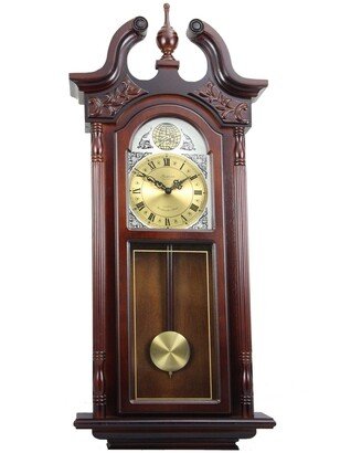Bedford Clock Collection 38 Grand Antique Chiming Wall Clock with Roman Numerals