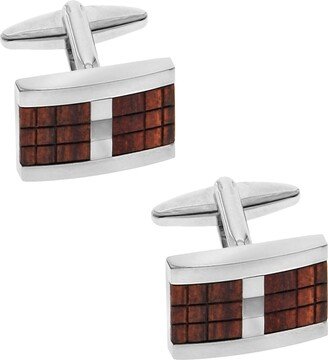 Sutton Silver-Tone Wood Inset Cufflinks