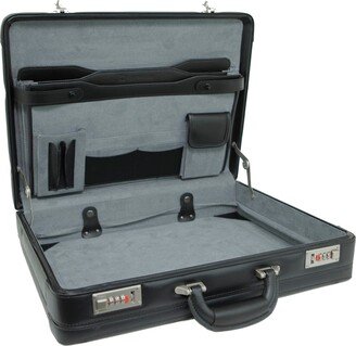 Alpine Swiss Expandable Leather Attache Briefcase Combination Locks Hard Case