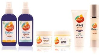 Sea Kind 14.7Oz Revive Facial Cleanser & Toner + Fortify Day Cream & Night Cream + Alive Sunscreen & Perfecting Serum