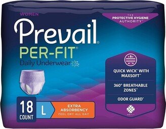 Prevail Daily Per-Fit Underwear for Women, Pull on with Tear Away Seams, Large (44