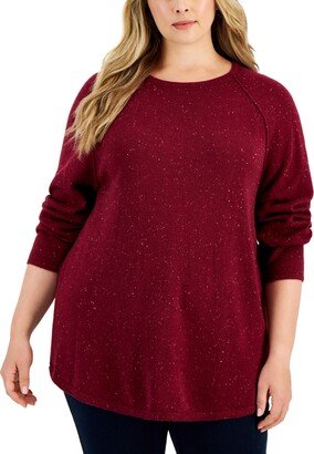 Plus Size Curved-Hem Nep Sweater, Created for Macy's