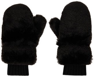 Black Faux-Fur Mittens