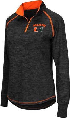 Women's Black Miami Hurricanes Bikram 1, 4 Zip Long Sleeve Jacket