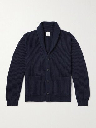 Shawl-Collar Ribbed Cashmere Cardigan-AA