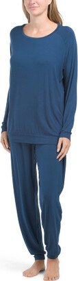 TJMAXX Verity Petrol Knitted Slouch Pajama Set For Women