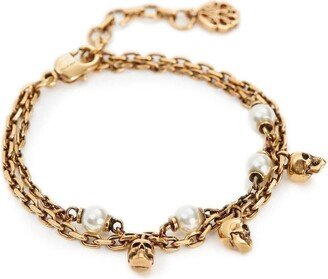 Skull Pearl Embellished Bracelet