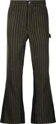 Pinstripe Mid-Rise Flared Trousers