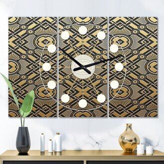 Designart 'Golden Luxury Metallic Geometrics XX' Oversized Mid-Century wall clock - 3 Panels