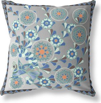 Amrita Sen Designs Amrita Sen Glory of Flowers Peacock Indoor Outdoor Pillow Zip-AA