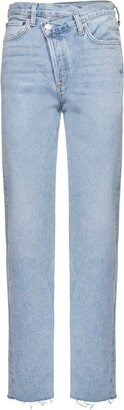 Criss-Cross Waisted Straight-Leg Jeans