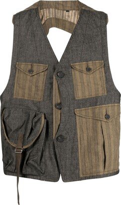 Rear-Tie Patchwork Waistcoat