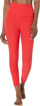 Spacedye Out Of Pocket High Waisted Capri Leggings (Candy Apple Red Heather) Women's Casual Pants