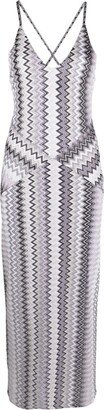 Zigzag-Pattern Lurex Midi Dress