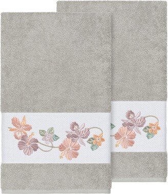 Light Grey Caroline Embellished Bath Towel - Set of 2