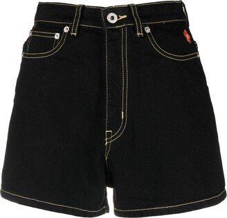 Contrast-Stitch Denim Shorts