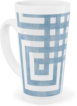 Mugs: Square Grid - Blue Tall Latte Mug, 17Oz, Blue