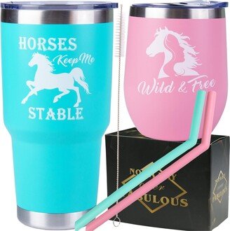 Meant2tobe Women's Horse Gifts, Humorous Horse Lover Presents, Christmas and Birthday Gifts for Equestrians, Wild and Free Tumbler for Horse Enthusiasts - Assort