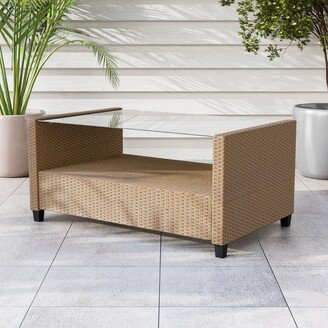 Muse & Lounge Co Alaya Modern Wicker and Glass Top Outdoor Coffee Table by M&L Co.