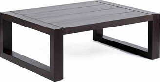 Wooden Outdoor Coffee Table with Plank Design Top, Dark Brown